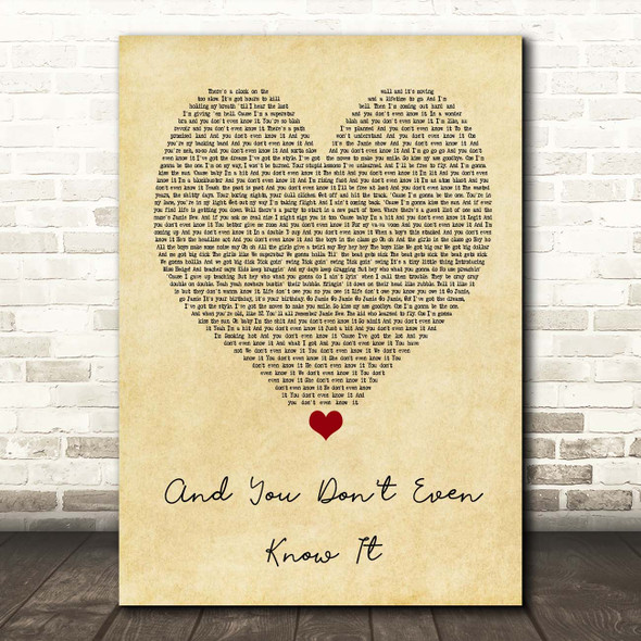 Everybody's Talking About Jamie And You Don't Even Know It Vintage Heart Song Lyric Print