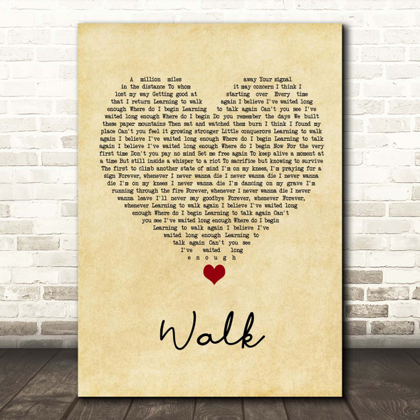 Foo Fighters Walk Vintage Heart Song Lyric Print