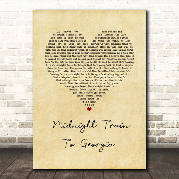 Gladys Knight And The Pips Midnight Train To Georgia Vintage Heart Song Lyric Print