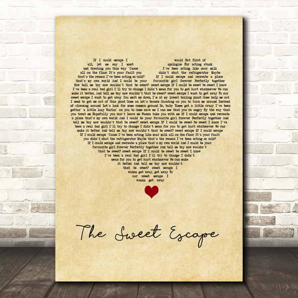 Gwen Stefani The Sweet Escape Vintage Heart Song Lyric Print