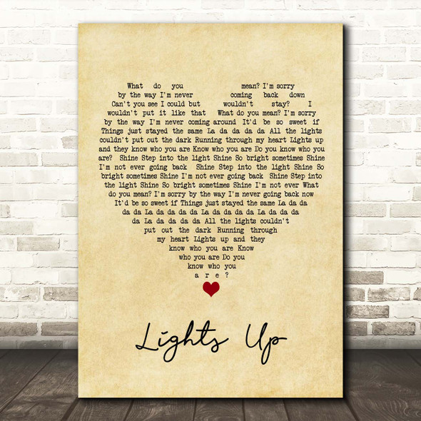 Harry Styles Lights Up Vintage Heart Song Lyric Print