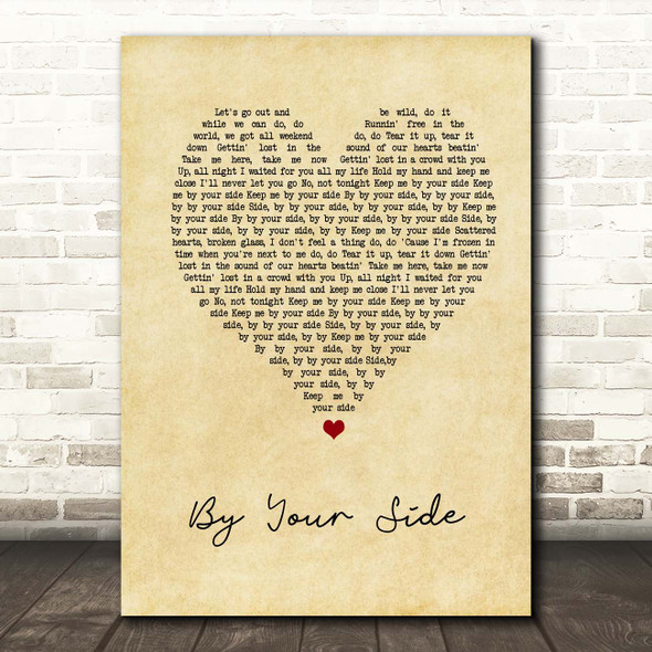 Jonas Blue By Your Side Vintage Heart Song Lyric Print