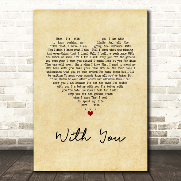 Marin Hoxha With You Vintage Heart Song Lyric Print