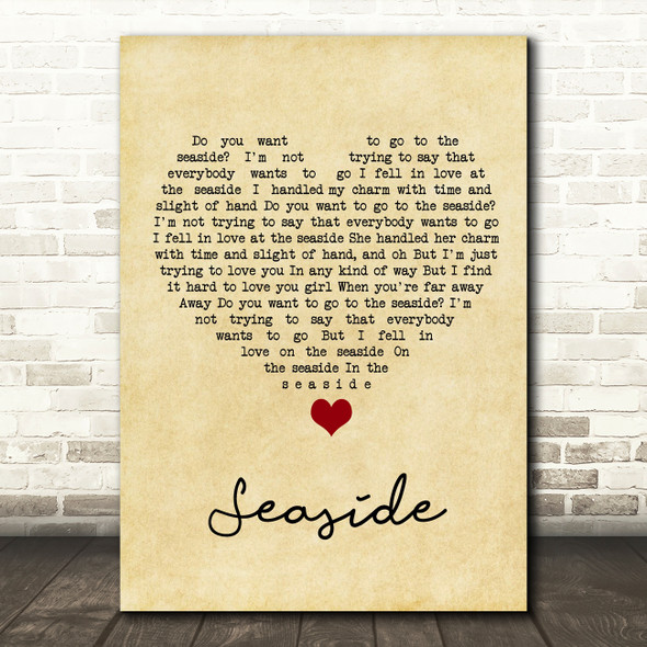 The Kooks Seaside Vintage Heart Song Lyric Wall Art Print