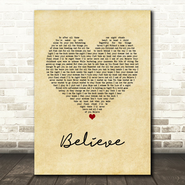 Trans-Siberian Orchestra Believe Vintage Heart Song Lyric Wall Art Print