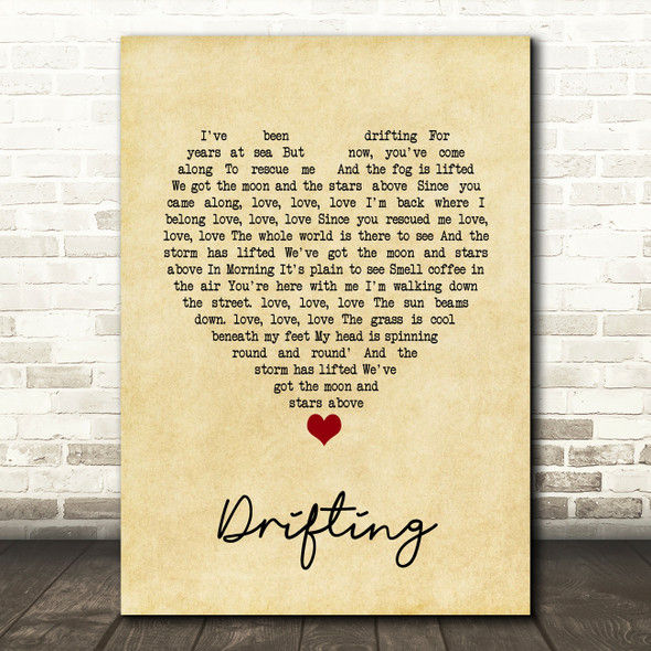 Trey Anastasio Drifting Vintage Heart Song Lyric Wall Art Print
