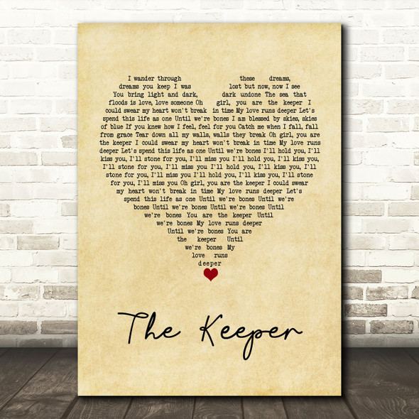 Blossoms The Keeper Vintage Heart Song Lyric Wall Art Print