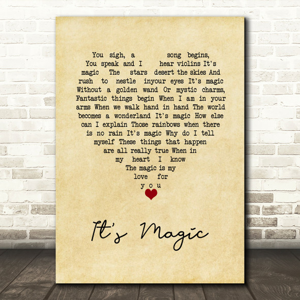 Doris Day It's Magic Vintage Heart Song Lyric Wall Art Print