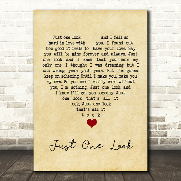 Doris Troy Just One Look Vintage Heart Song Lyric Wall Art Print