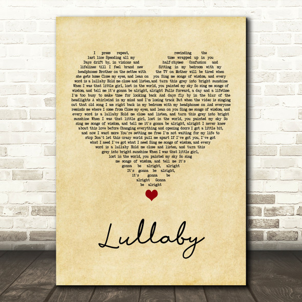 Andreya Triana Lullaby Vintage Heart Song Lyric Wall Art Print