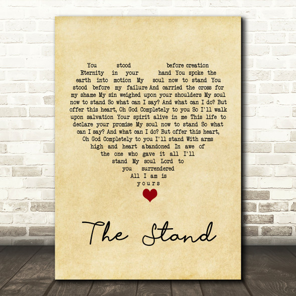 Hillsong United The Stand Vintage Heart Song Lyric Wall Art Print