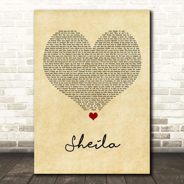 Jamie T Sheila Vintage Heart Song Lyric Wall Art Print
