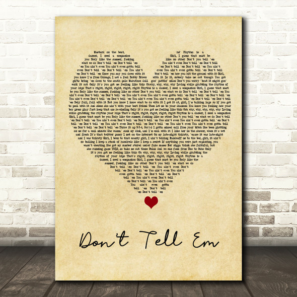 Jeremih Don't Tell Em Vintage Heart Song Lyric Wall Art Print