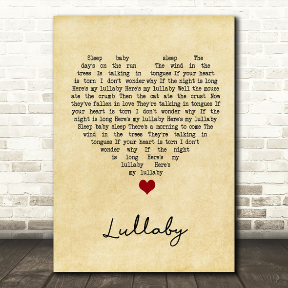 Leonard Cohen Lullaby Vintage Heart Song Lyric Wall Art Print