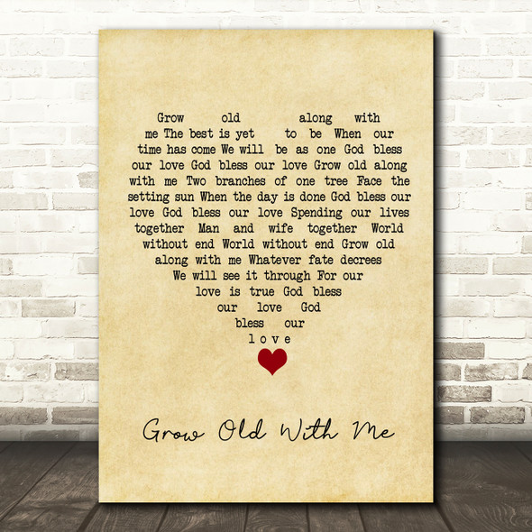 Mary Chapin Carpenter Grow Old With Me Vintage Heart Song Lyric Wall Art Print