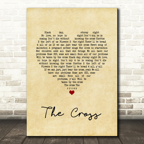 Prince The Cross Vintage Heart Song Lyric Wall Art Print