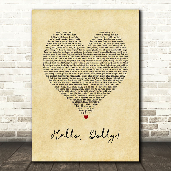 Barbra Streisand Hello, Dolly! Vintage Heart Song Lyric Wall Art Print