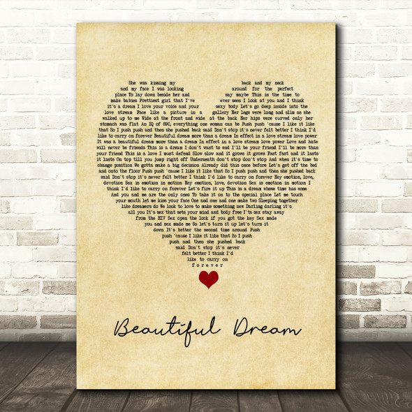 Adam Ant Beautiful Dream Vintage Heart Song Lyric Quote Music Print
