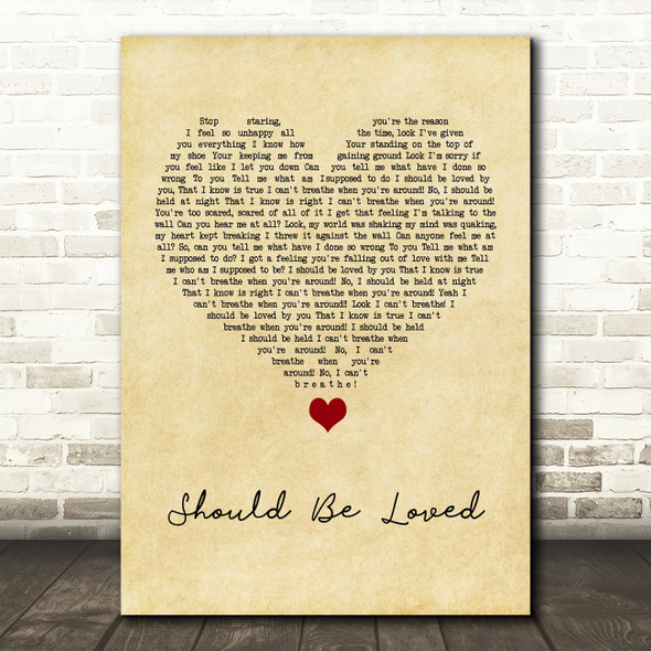 Blue October Should Be Loved Vintage Heart Song Lyric Quote Music Print