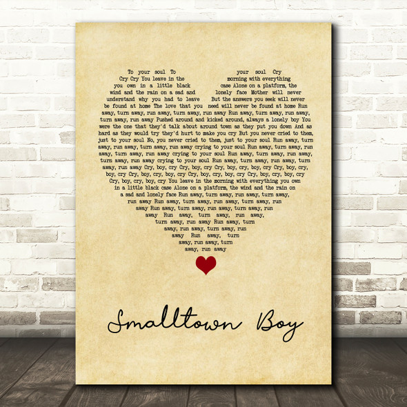 Bronski Beat Smalltown Boy Vintage Heart Song Lyric Quote Music Print