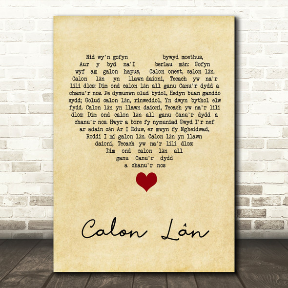 Cerys Matthews Calon Lân Vintage Heart Song Lyric Quote Music Print