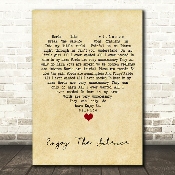 Depeche Mode Enjoy The Silence Vintage Heart Song Lyric Quote Music Print
