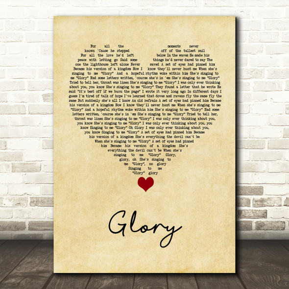 Dermot Kennedy Glory Vintage Heart Song Lyric Quote Music Print