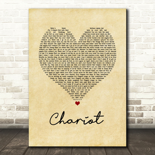 Jacob Lee Chariot Vintage Heart Song Lyric Quote Music Print