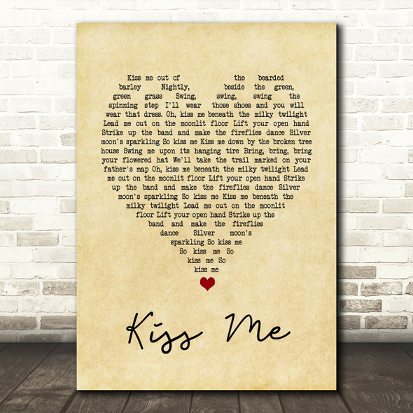 New Found Glory Kiss Me Vintage Heart Song Lyric Quote Music Print