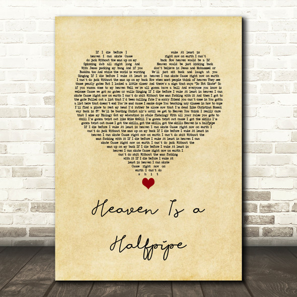 OPM Heaven Is a Halfpipe Vintage Heart Song Lyric Quote Music Print