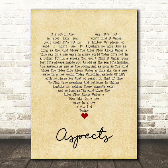 Paul Weller Aspects Vintage Heart Song Lyric Quote Music Print