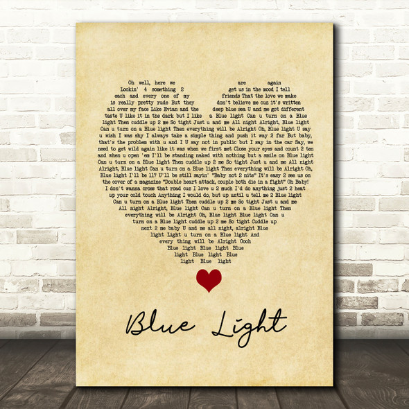 Prince And The New Power Generation Blue Light Vintage Heart Song Lyric Quote Music Print