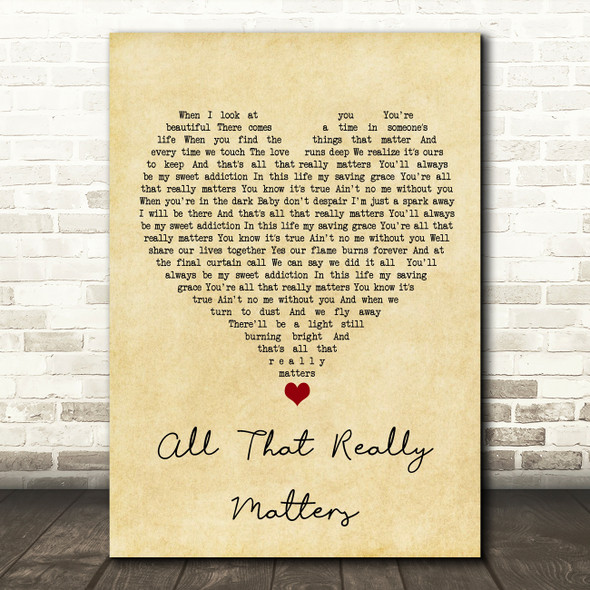 Richie Sambora All That Really Matters Vintage Heart Song Lyric Quote Music Print