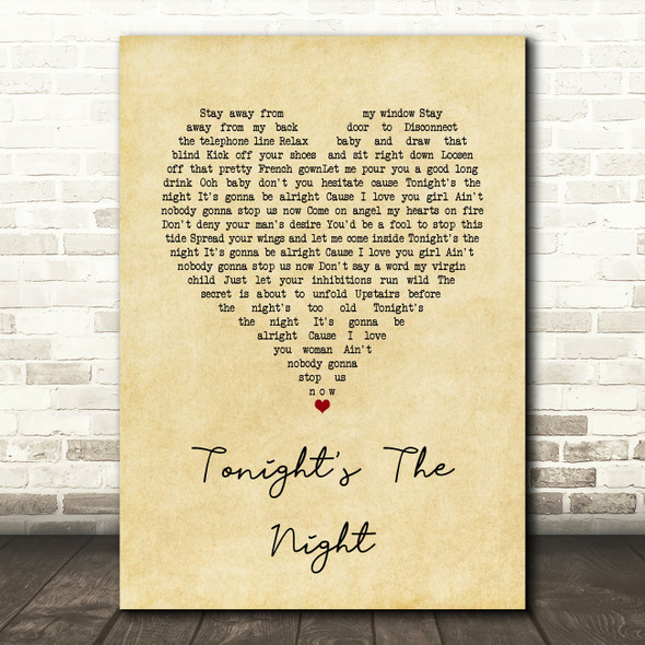 Rod Stewart Tonight's The Night Vintage Heart Song Lyric Quote Music Print