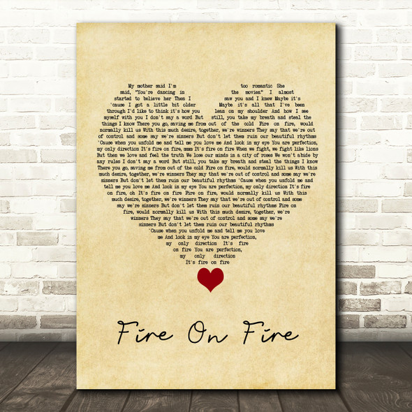 Sam Smith Fire On Fire Vintage Heart Song Lyric Quote Music Print