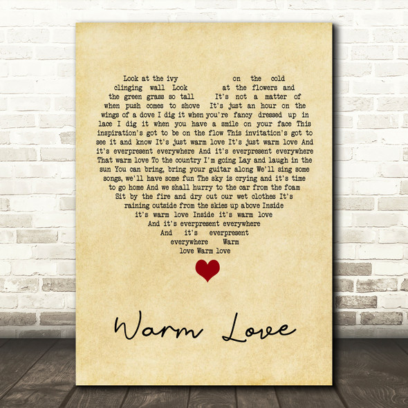 Van Morrison Warm Love Vintage Heart Song Lyric Quote Music Print