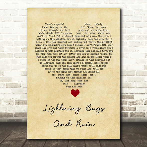 Whiskey Myers Lightning Bugs And Rain Vintage Heart Song Lyric Quote Music Print