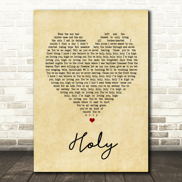 Florida Georgia Line Holy Vintage Heart Song Lyric Quote Print