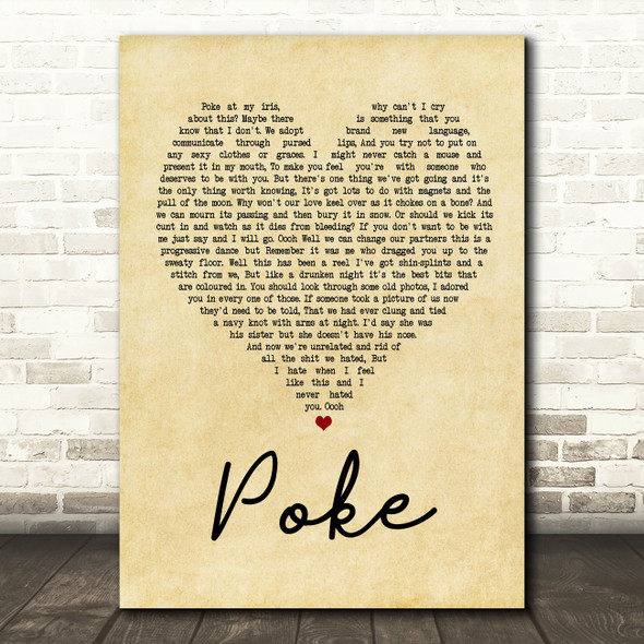 Frightened Rabbit Poke Vintage Heart Song Lyric Quote Print