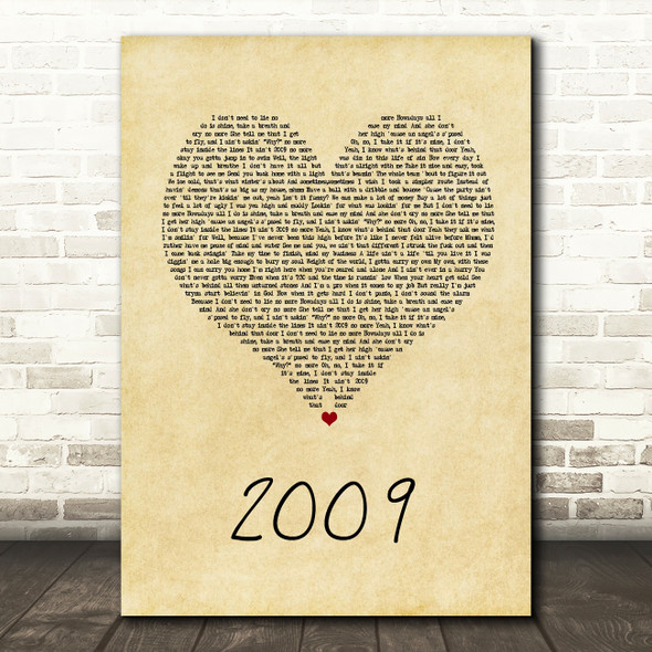 Mac Miller 2009 Vintage Heart Song Lyric Quote Print