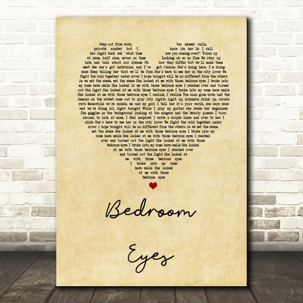Natty Bedroom Eyes Vintage Heart Song Lyric Quote Print