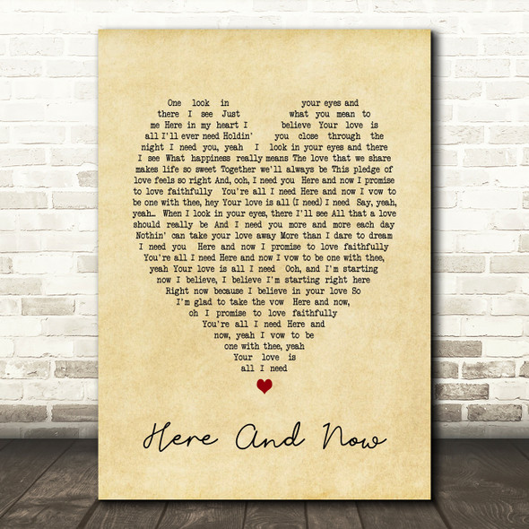 Here And Now Luther Vandross Vintage Heart Song Lyric Quote Print