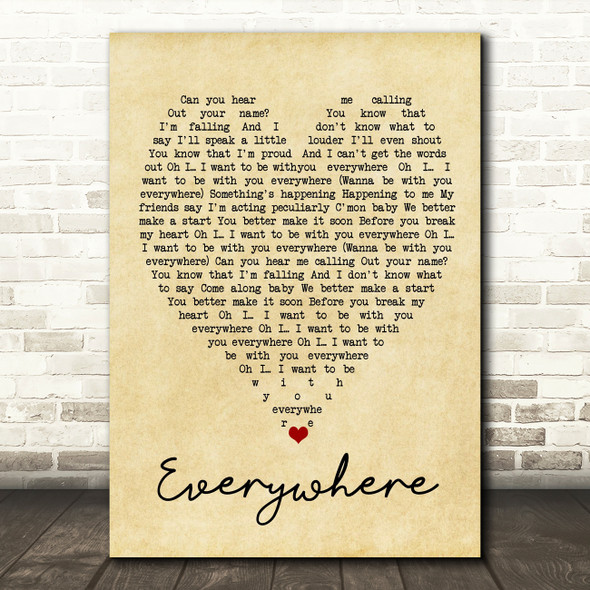 Everywhere Fleetwood Mac Vintage Heart Quote Song Lyric Print