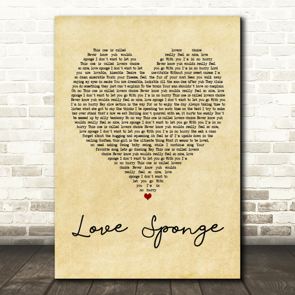 Buju Banton Love Sponge Vintage Heart Song Lyric Quote Print