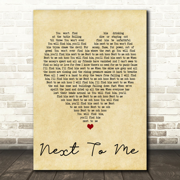 Emeli Sandé Next To Me Vintage Heart Song Lyric Quote Print