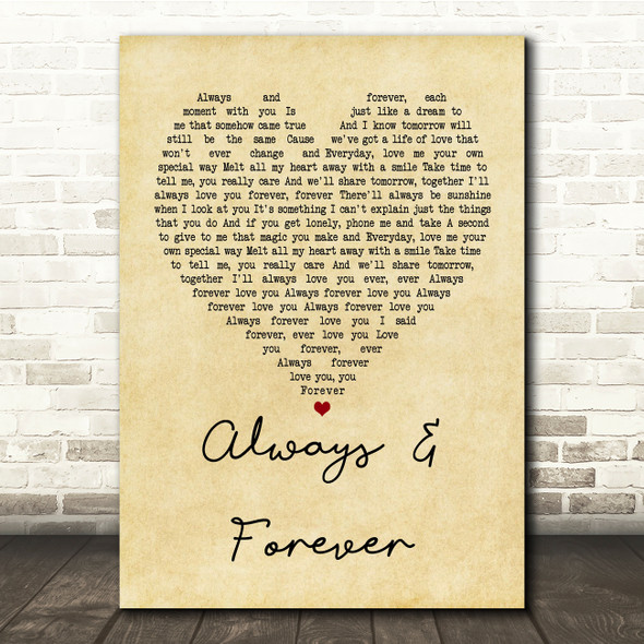 Heatwave Always And Forever Vintage Heart Song Lyric Quote Print