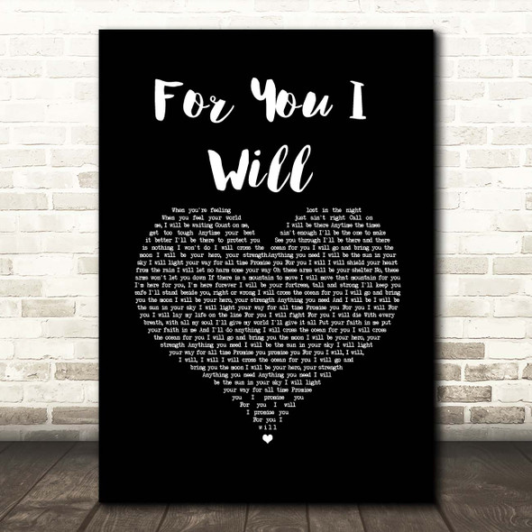 Monica For You I Will Black Heart Song Lyric Print