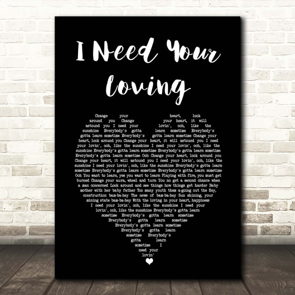 Baby D I Need Your Loving Black Heart Song Lyric Print