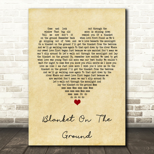 Billie Jo Spears Blanket On The Ground Vintage Heart Quote Song Lyric Print