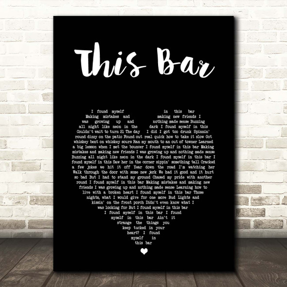 Morgan Wallen This Bar Black Heart Song Lyric Print